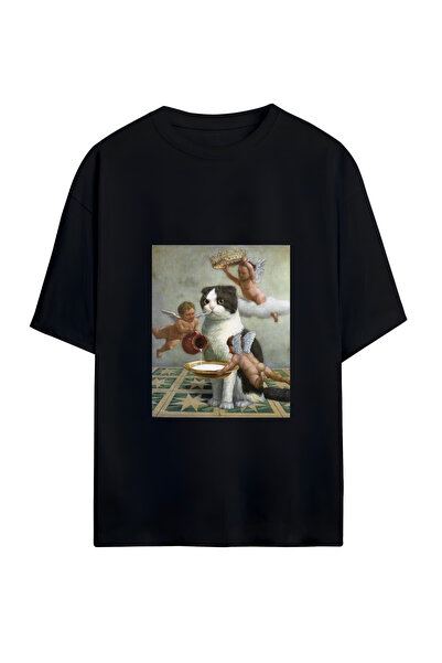 GraffTee تي شيرت قطني كبير الحجم للجنسين من ANGELS AND CAT