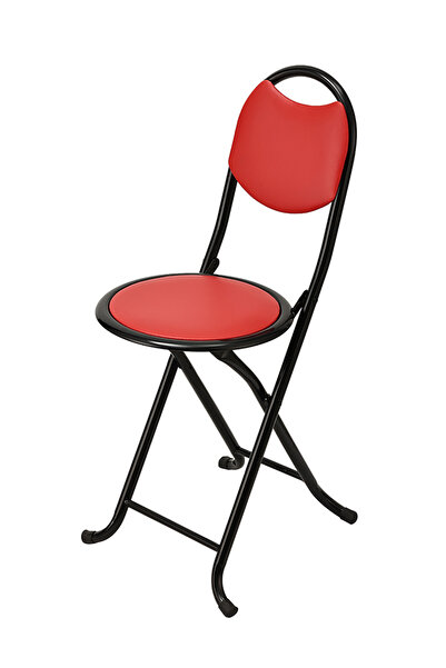 Lawazim Folding Chair - Red Padded Seat with Backrest and Carrying Grip, Lightweight Foldable Chair