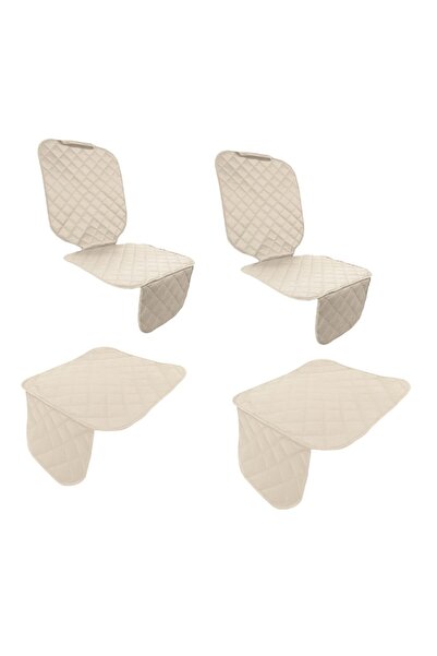 Metru Patrat Set 4 protecții scaun auto, matlasate, universale, crem, lavabile, impermeabile, două marsupii și două