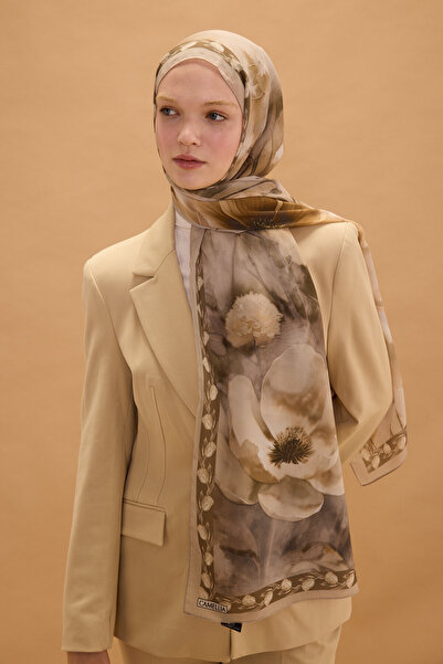 cs camellia scarf Σάλι Μεταξωτό Κρεπ Λαρίσα - Μπεζ