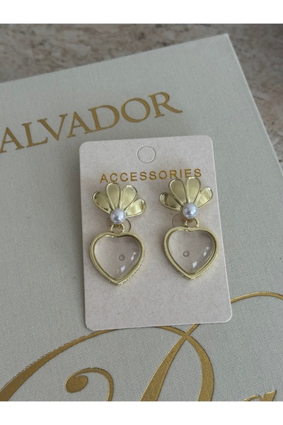 LUXSTONE White Stone Heart Brand Earrings