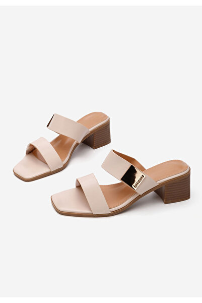 B T Shoes Mules με χοντρο τακουνι Hershel V2 μπεζ