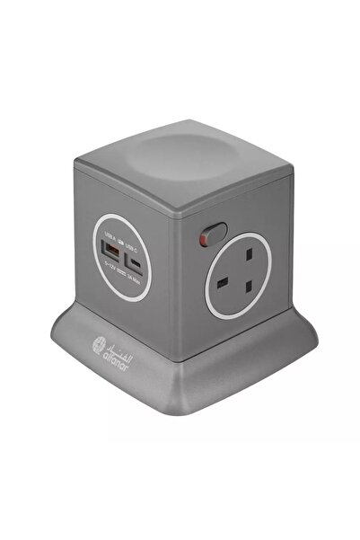 Alfanar برج تمديد الطاقة 13 أمبير مع 3 مقابس، 3 متر رمادي