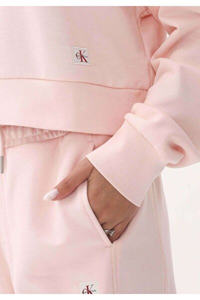 Calvin Klein A - CROPPED BADGE LOGO SWEATSHIR Pembe Kadın Sweatshirt