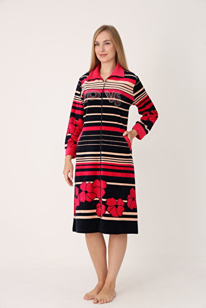 ROMEO LİFE Women's Cotton Blend Velvet Zipper Dress 1663