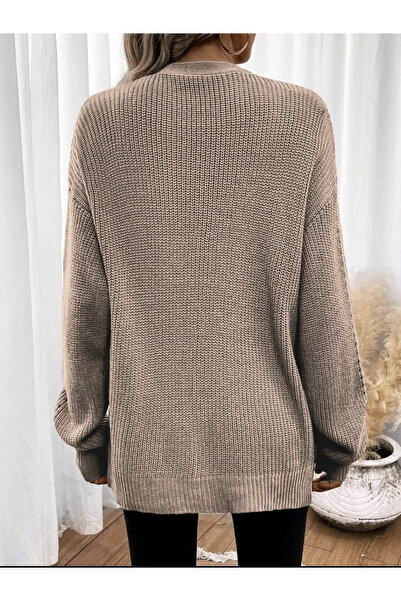 SolQ Oversized Buttonless Long Loose Women's Knitwear Cardigan