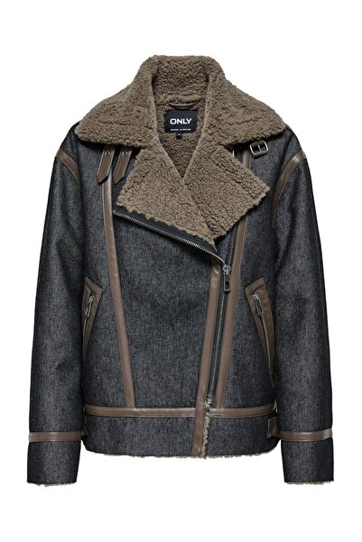 ONLY Kadin Mavi Onlchoice Bonded Aviator Otw Ceket 15353732-Тъмносин