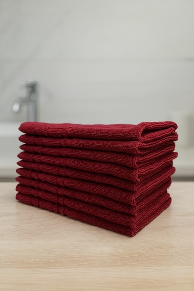 ET Collection Set x 5 Towels Greek Border 30x50 Bordeaux, 500 GSM