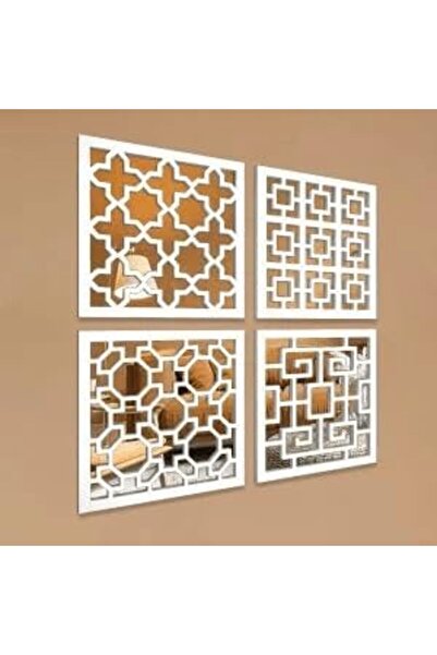 Slasa Wall-Mounted Mirrors - Set of 4 Decorative Wooden Art Frames