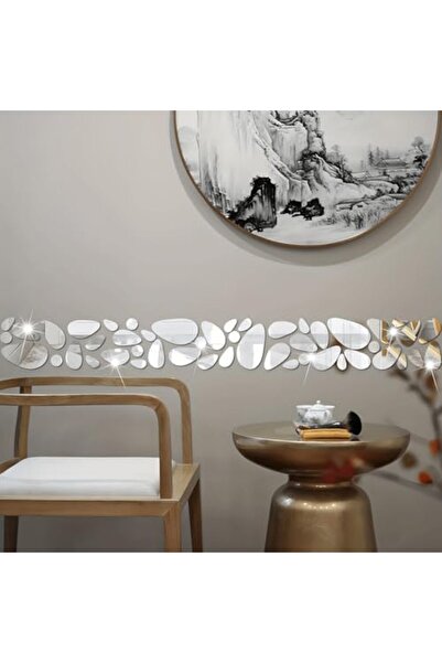 Slasa 20 Pieces of 3D Acrylic Reflective Wall Stickers Pebble-Shaped by