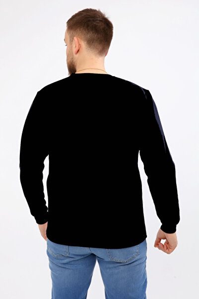 Çamdalı İş Elbiseleri 20/10 Двохнитковий світшот з однією кишенею, довгими рукавами, чорний, з V-подібним вирізом, зимовий