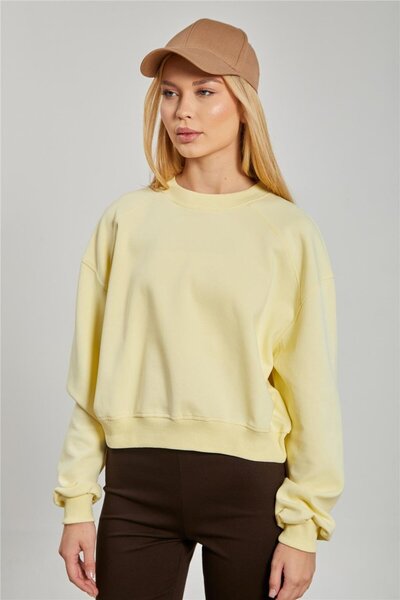 BARRELS AND OIL سويت شيرت نسائي قصير الأكمام من رجلون - أصفر