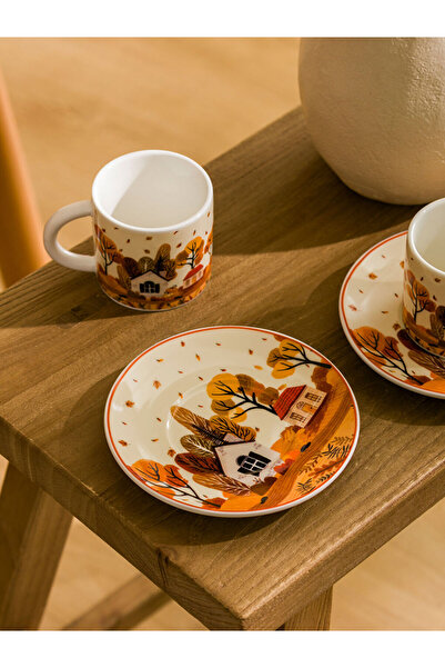 LC Waikiki Create Your Style with Uzg Store |   Printed Porcelain Coffee Cup Set for 2 People 90 ml