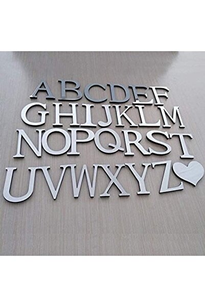 Slasa 3D Acrylic Wall Stickers - Alphabet Design | Silver | Size S | Modern Home Decor for Walls, Mirrors,
