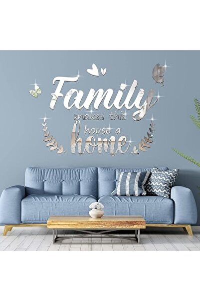 Slasa 3D Acrylic Wall Stickers (35 x 55 cm) - Quote 'Family Make This a Home' with Butterflies, Hear
