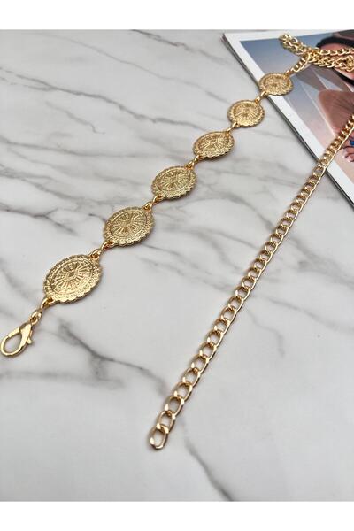 EMR Official Curea de damă aurie/elegantă, curea pentru jachetă, curea pentru talie, curea cu lanț.