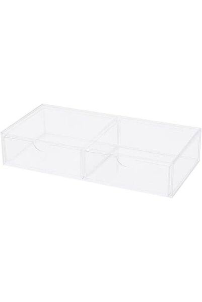 Slasa منظم مكياج أكريليك شفاف مع درجين من - صندوق تخزين مستحضرات التجميل والإ...