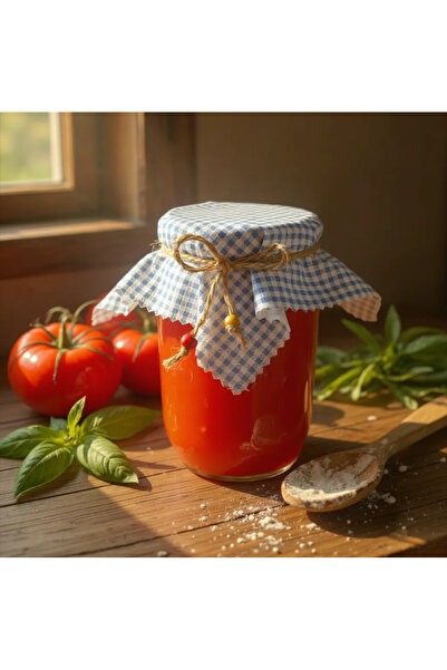 AdaEsintisi 10 Pieces of Gingham Jar Lid Cover and Beaded Binding String