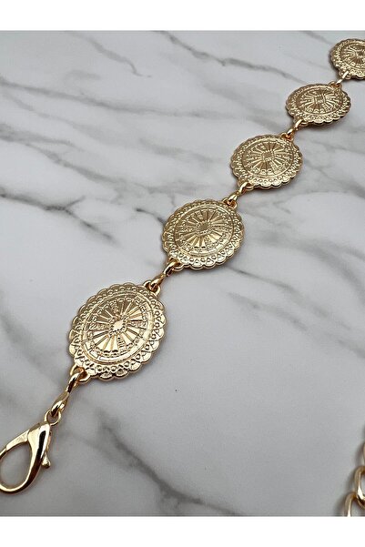 EMR Official Curea de damă aurie/elegantă, curea pentru jachetă, curea pentru talie, curea cu lanț.