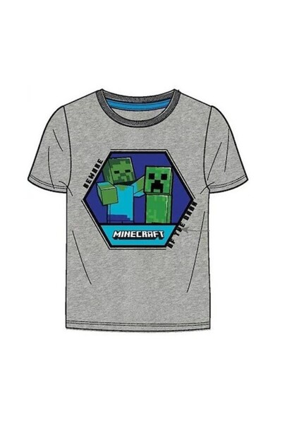 Mojang Tricou copii Minecraft, Beware of the Dark, maneca scurta, 10 ani/140 cm, gri