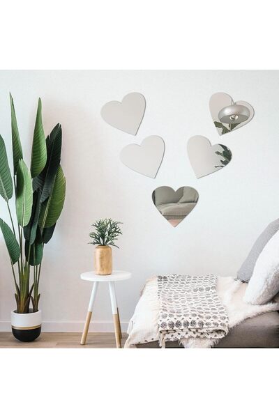 Slasa Reflective Heart Wall Stickers Set of 6 by - 3D Acrylic Love Stickers (6.5 Inch and 20 cm) | R