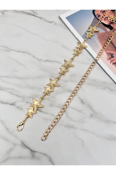 EMR Official Gold/Çifli Yıldız Bel Kemeri,Kadın Kemeri,Zincir kemer,Vucut Kem...