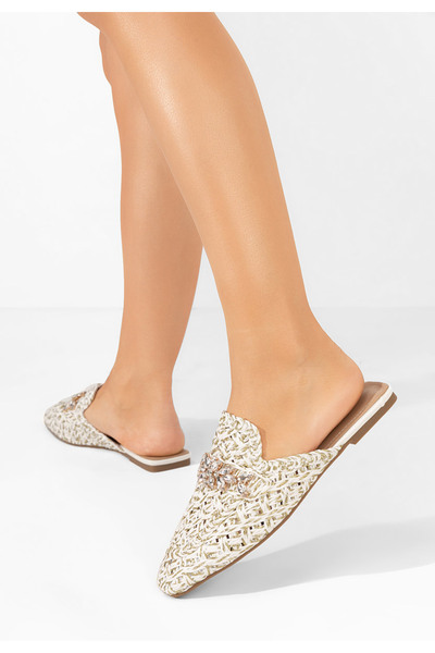 B T Shoes Bílé dámské dřeváky Kristina