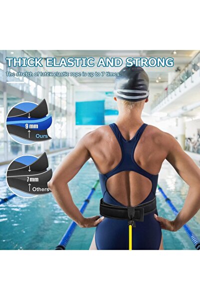 Arabest Swim Training Belt, 4M Bungee Cord Resistance Bands, Tether Stationary Swimming, Harness Sta