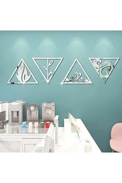 Slasa Acrylic Mirror Wall Stickers with Four Elements by - Triangle Design 11.8 × 14.4 Inches Featu