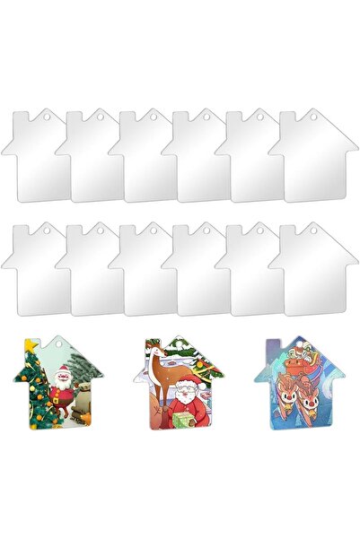 Slasa 45 قطعة ديكور شفافة من الأكريليك على شكل منزل للفينيل والرسم والنقش وديكور عيد الميلاد