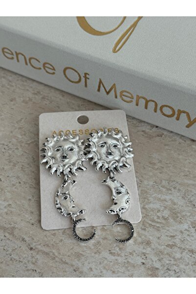 LUXSTONE Sun Moon Silver Brand Earrings