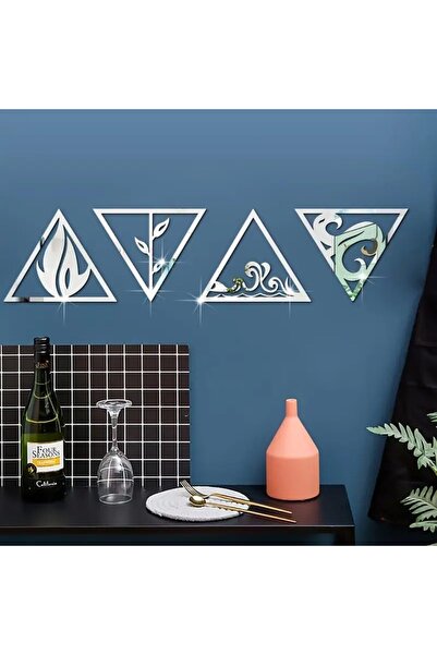 Slasa Acrylic Mirror Wall Stickers with Four Elements by - Triangle Design 11.8 × 14.4 Inches Featu