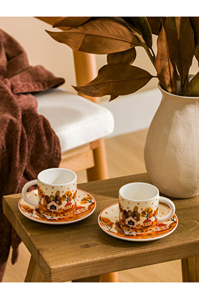 LC Waikiki Create Your Style with Uzg Store |   Printed Porcelain Coffee Cup Set for 2 People 90 ml