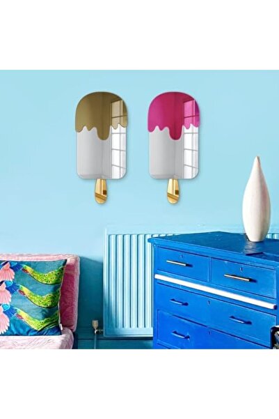 Slasa Ice Cream Design Wall Mirror by - Strawberry - 16 x 7 Inches