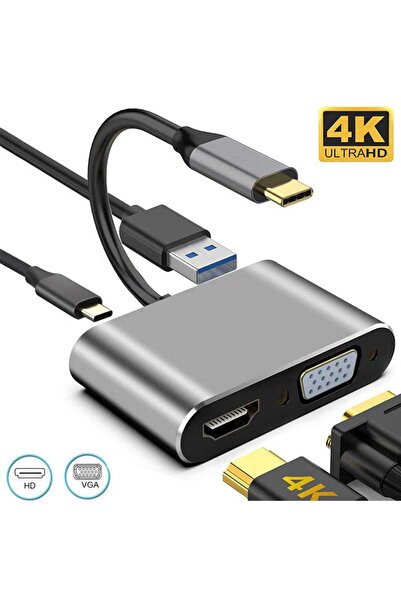 Generic محول تايب سي 4 في 1 متعدد المنافذ يدعم جودة عرض 4K HD