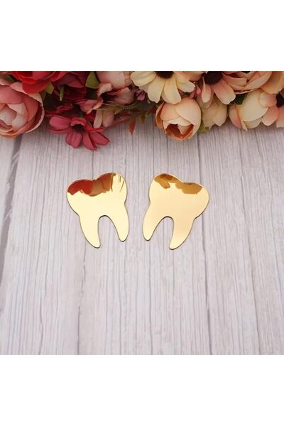 Slasa 50 Pieces of Golden Tooth-Shaped Acrylic Cutouts by