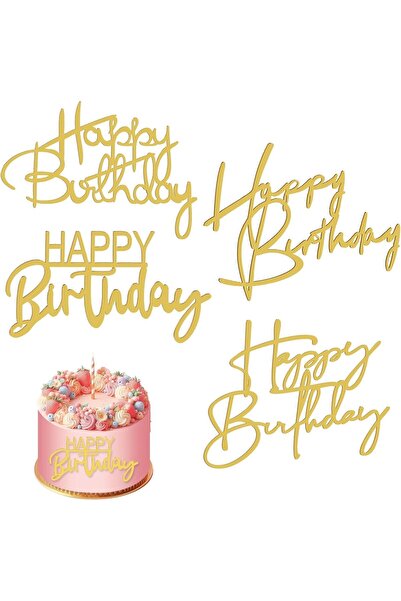 Slasa مجموعة تزيين كعكة عيد الميلاد - 8 قطع، زينة أكريليك ذهبية قابلة لإعادة ...