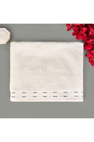 Evidea Soft Tiny Face Towel - Ecru / Black - 50X90 cm