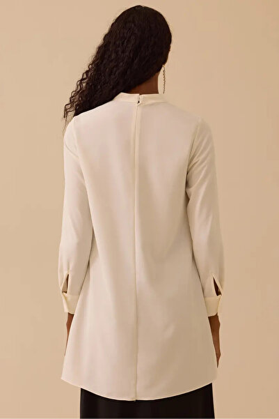 SEÇİL Women's Stand Collar Side Slit Tunic - Ecru