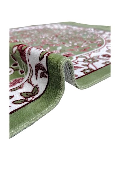 RAVZA HOMEE Green Prayer Rug with Masjid al-Nabawi Rawdah Motif