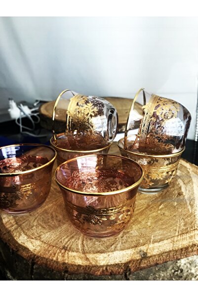 DECOSTYLE Pantoğraf Handmade Glass Coffee and Mirra Cup Paşabahçe Set of 6