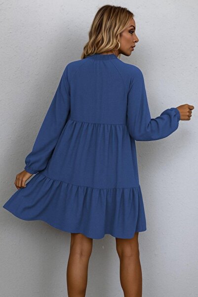 Mossta Довгорука сукня з льону з зав'язкою на шиї - синя