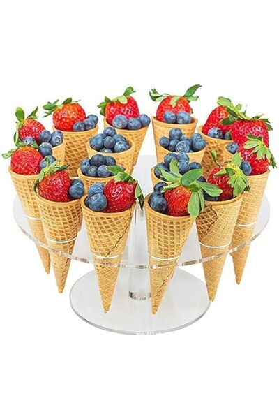 Slasa Acrylic Ice Cream Cone Holder with 16 Slots by – Transparent Flat Candy Display Stand