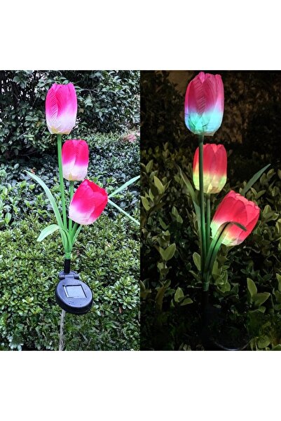 Flippy Ηλιακό Φωτιστικό LED Τουλίπες με 3 Λουλούδια για Κήπο, Ύψος 78 cm