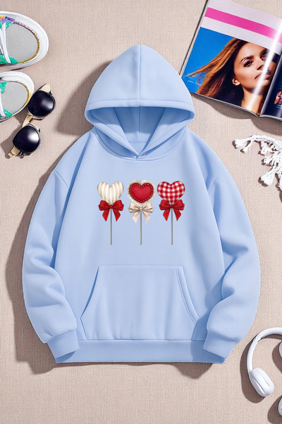 trendypassion سويت شيرت كبير الحجم مطبوع عليه قلب للجنسين