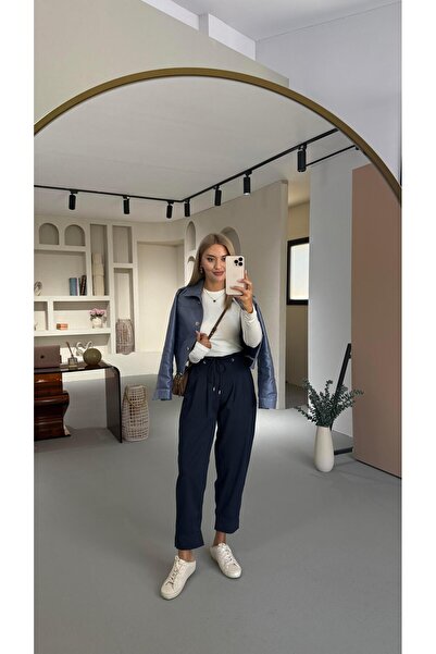 Sezgi Tekin Плісировані джинси з еластичним поясом, синього кольору