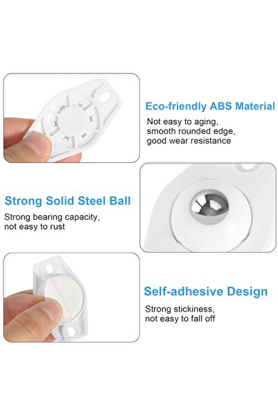 Caincay Set of 25 furniture ball bearing plates, metal, white, 2.8 x 4.5 x 1.4 cm