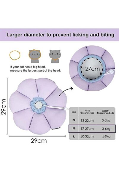 Bukela Cat Cone Collar, Waterproof, Anti-bite, for Recovery, Purple