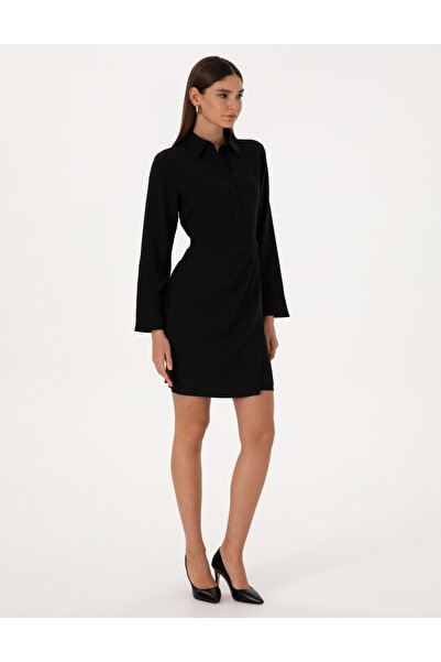 Pierre Cardin Siyah Regular Fit Dokuma Elbise 50318220-VR046