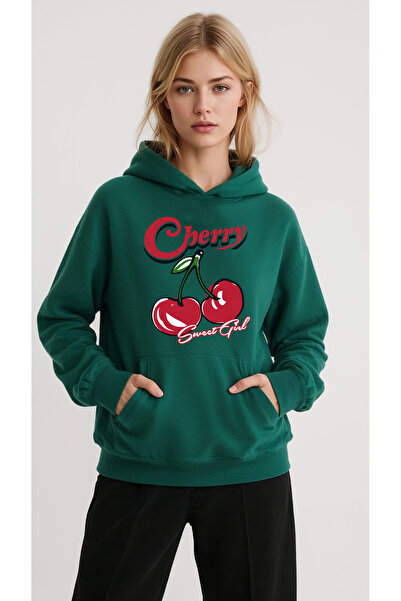 trendypassion Hanorac oversize unisex cu design imprimat cu cireșe Sweet Girl